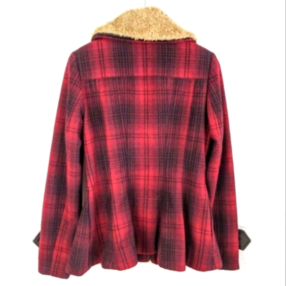 Anthro Elevenses Wanigan Plaid Pea Coat 6 - Picture 6 of 10